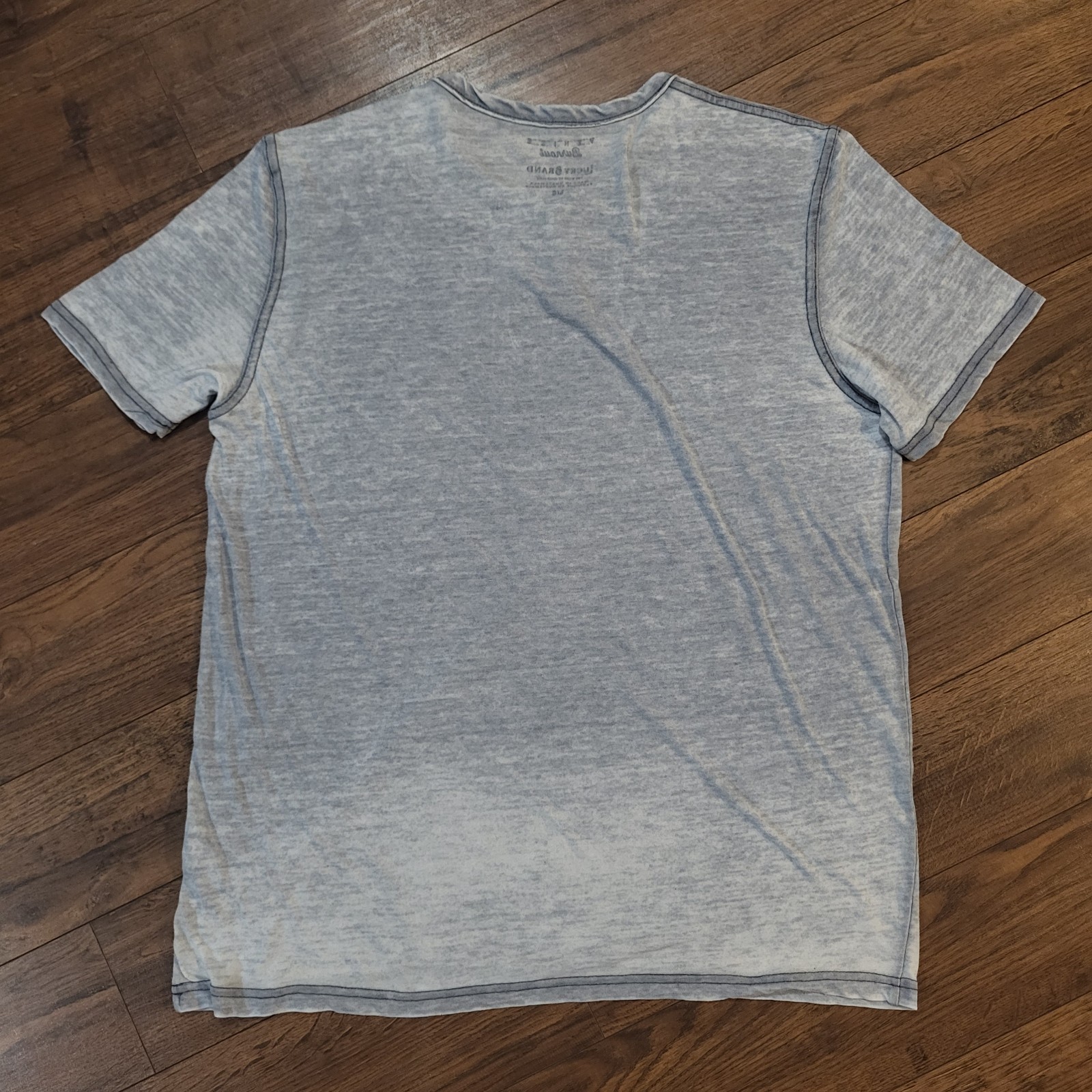 Lucky Brand Venice Burnout Henley T Shirt Mens L Blue Gray Short Sleeve Thin gallery