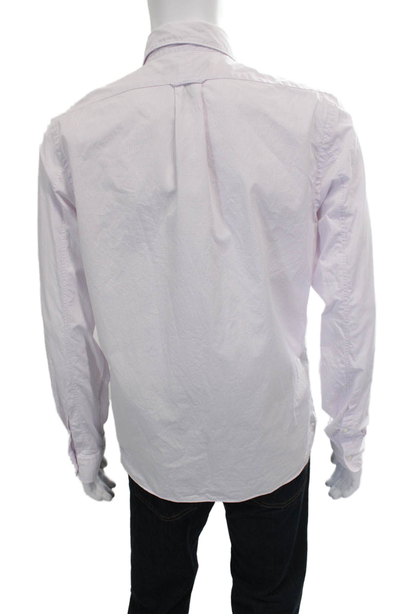 The Men's Store at Bloomingdale's Mens Pink Striped Button Up Shirt Size M gallery