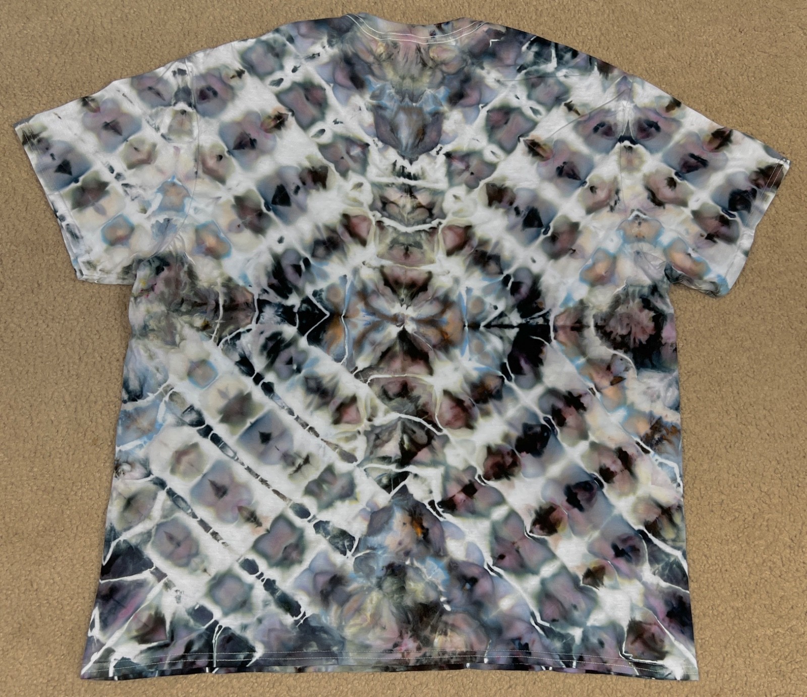 Handmade Ice Tie Dye T-Shirt 2XL Mens Womens Soft Cotton Black Grey Glitch gallery