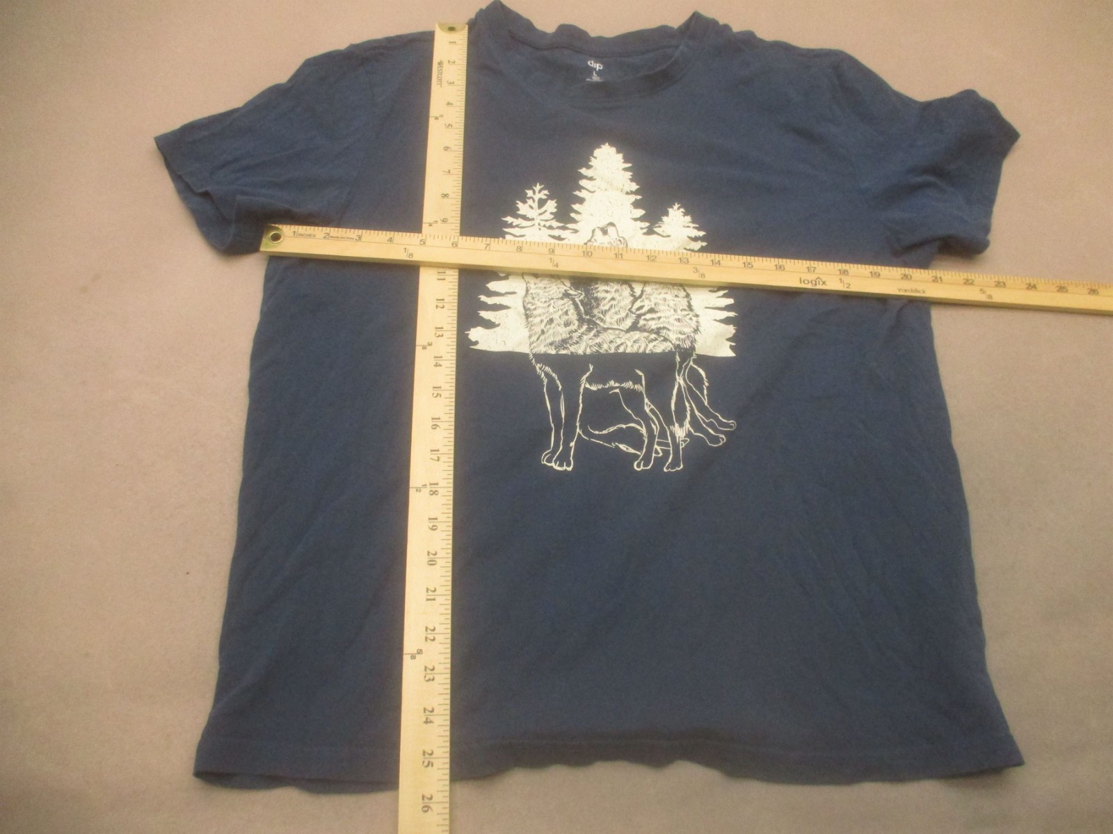 Dip Size L Mens Navy Blue Print 100% Organic Cotton Casual Comfy TShirt 864 gallery