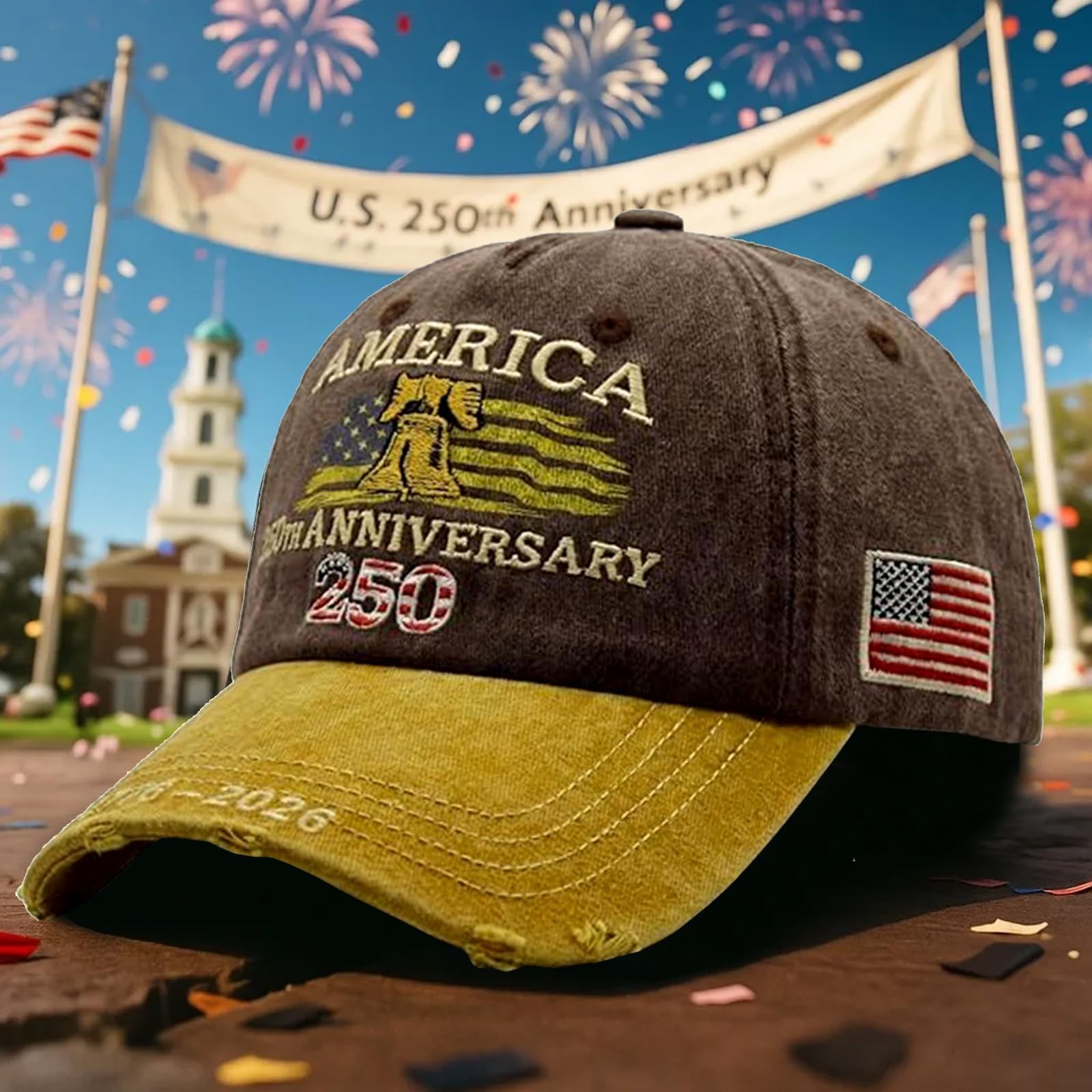 250th US 1776-2026 Anniversary Cap, Embroidered Adjustable Patriotic Baseball... gallery