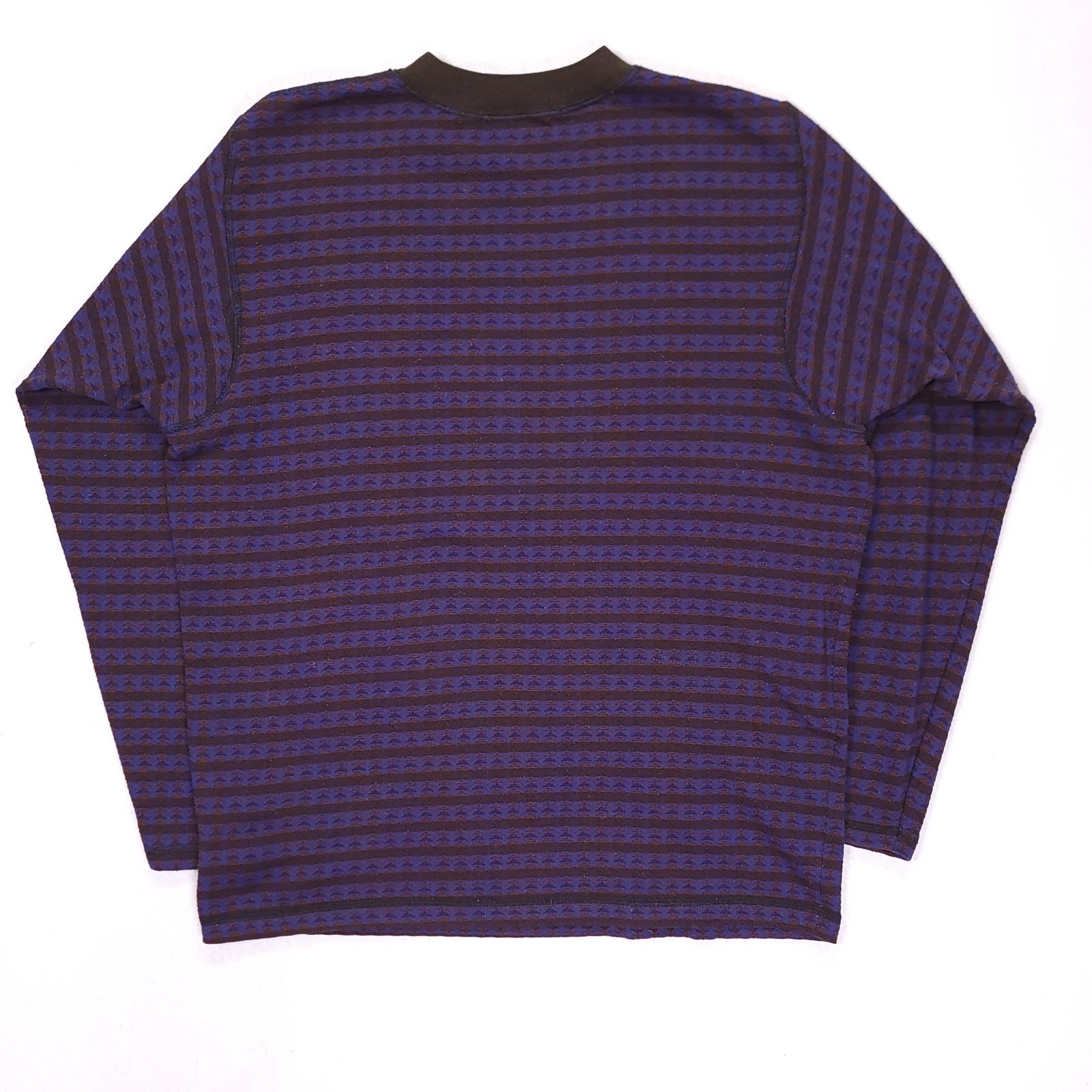 Marithe Francois Girbaud Mens Large Purple Brown Striped Geometric Knit Shirt L gallery