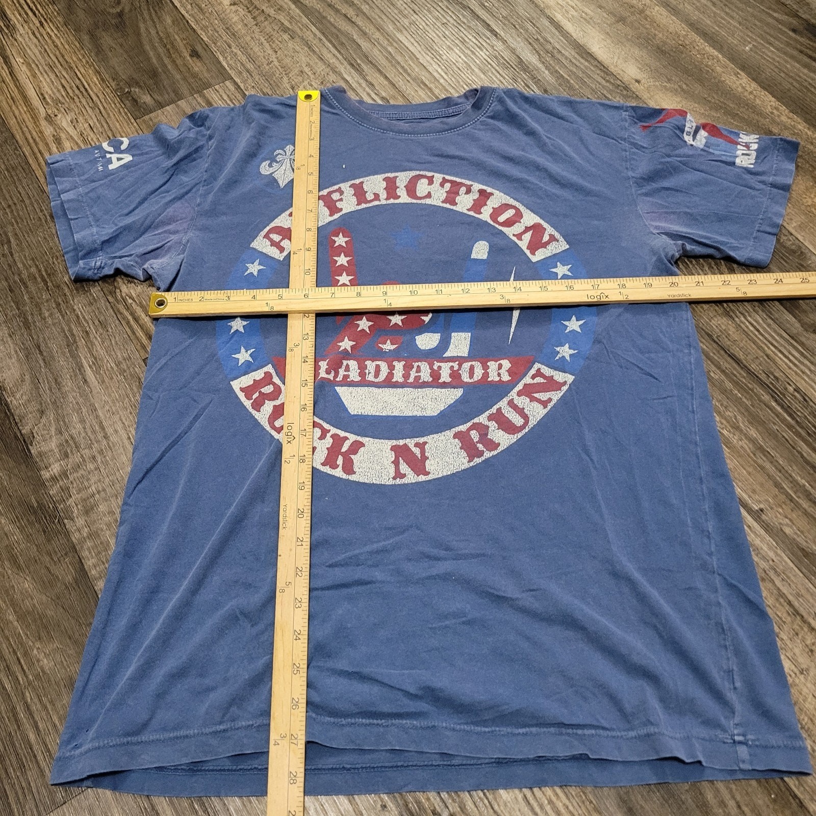 Affliction Live Fast Rock N Run Gladiator Blue T Shirt Men’s Size Large (Faded) gallery