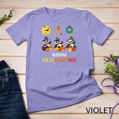 Panda Halloween And Merry Christmas Happy Hallothanksmas T-Shirt Unisex T-shirt