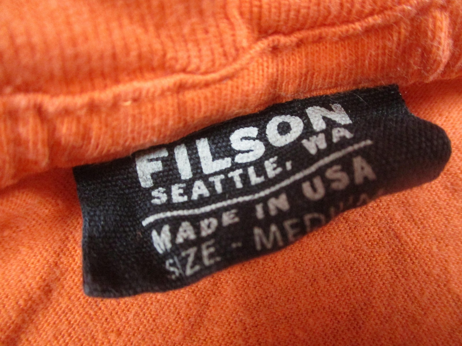 Filson Shirt Mens Medium Orange C.C. Filson Co Seattle WA Graphic Made In USA gallery