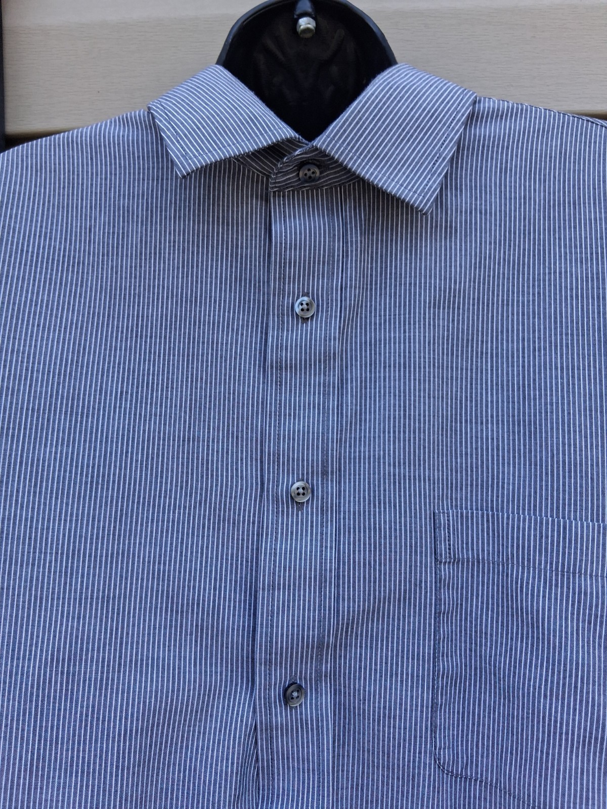 Croft & Barrow Men’s Gray Striped Broadcloth Button-Up Shirt Long Sleeve 17.5 36 gallery