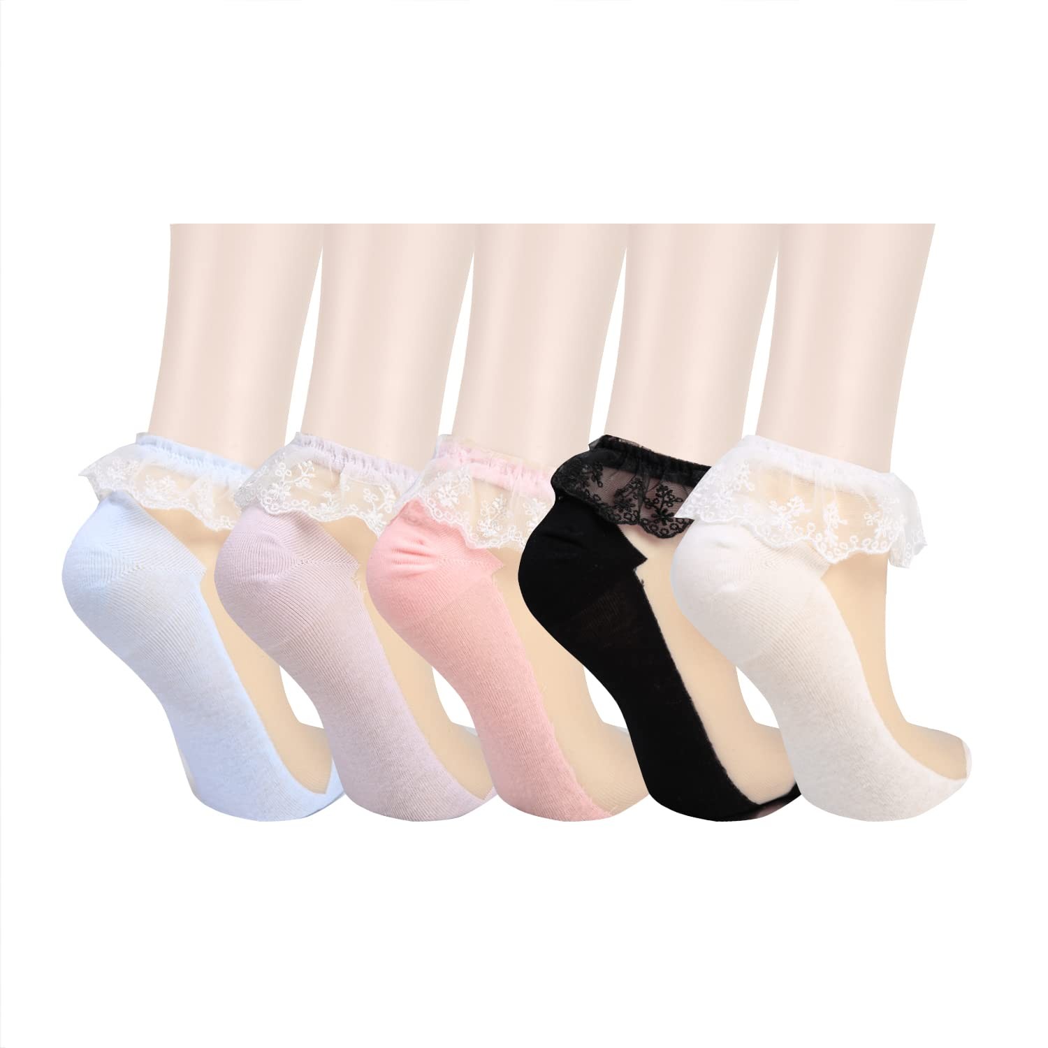 Womens Cute Lace Ruffle Socks Kawaii White Frilly Socks for Girls Ultra Thin ... gallery