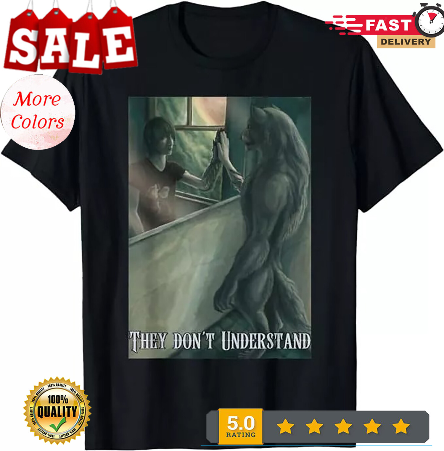 2026/Werewolf Ripping Meme Alpha Wolf Werewolf Literally Me Casua T-Shirt