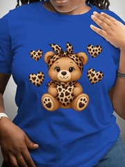 Leopard Print Little Bear Cute Animal Casual Spring Summer Gift Unisex Tee