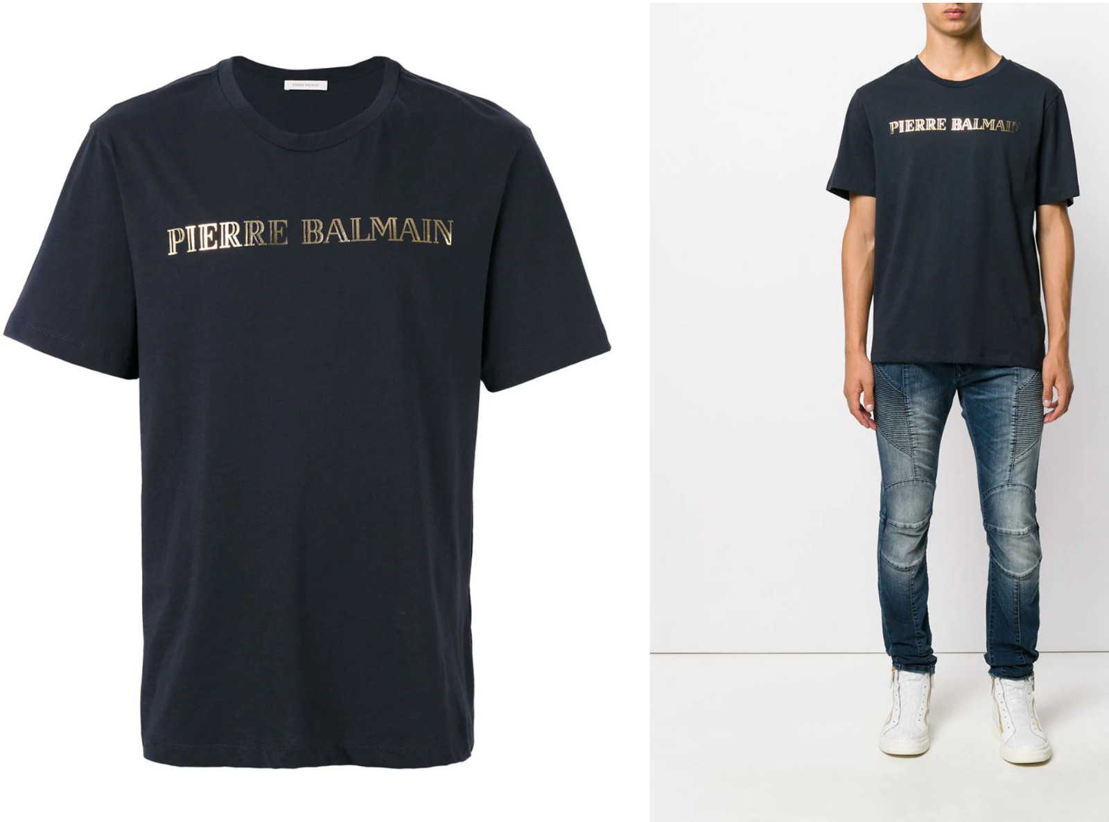 Pierre Balmain Mens Iconic Top Logoshirt Gold Logo Shirt Kurzarm T-Shirt 48 M gallery