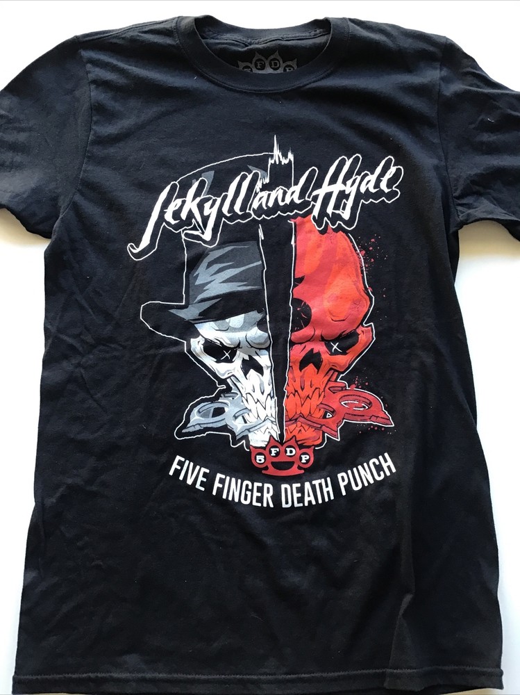 Five Finger Death Punch 5FDP Jekyll And Hyde Split Skulls Size Small T-Shirt New