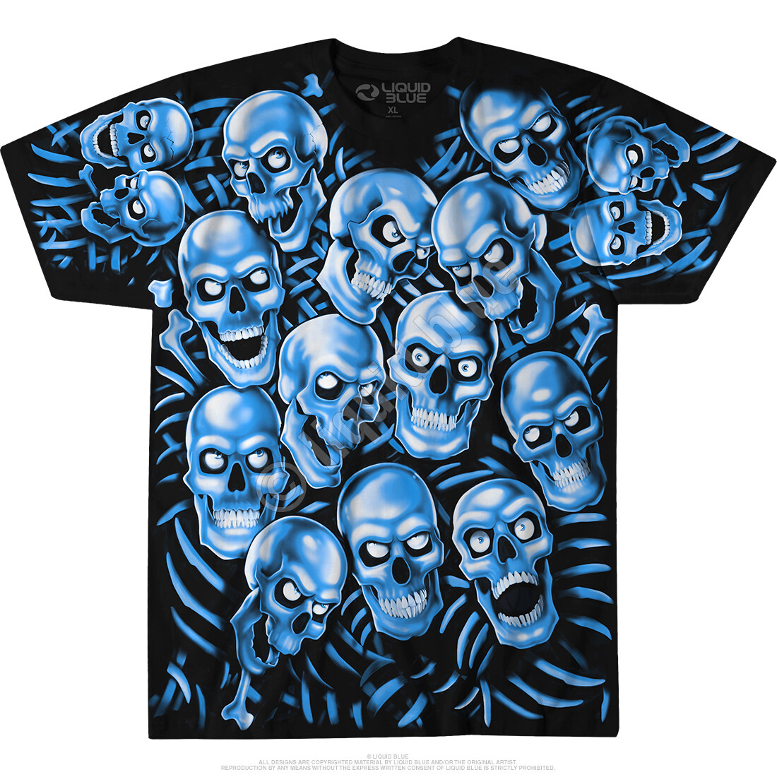 JUICY J STAY FLY-SKULL PILE- BLUE GLOW N DARK-T-SHIRT S-M-L-XL-XXL Halloween gallery
