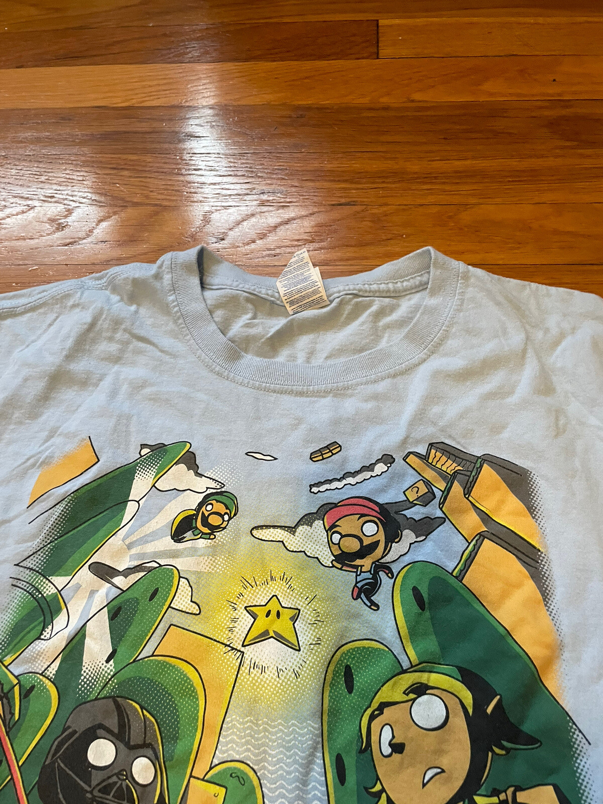 Gildan Men's M Sky blue Gamer Tshirt Mario, Vader Zelda Size XL gallery
