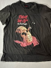 Friday the 13th Men’s Black Graphic Logo Crew Neck Short Sleeve T-Shirt L