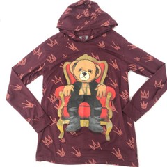 Bailey Apparel T Shirt Men Medium Red Hustle Bear Graphic King Crown Hoodie