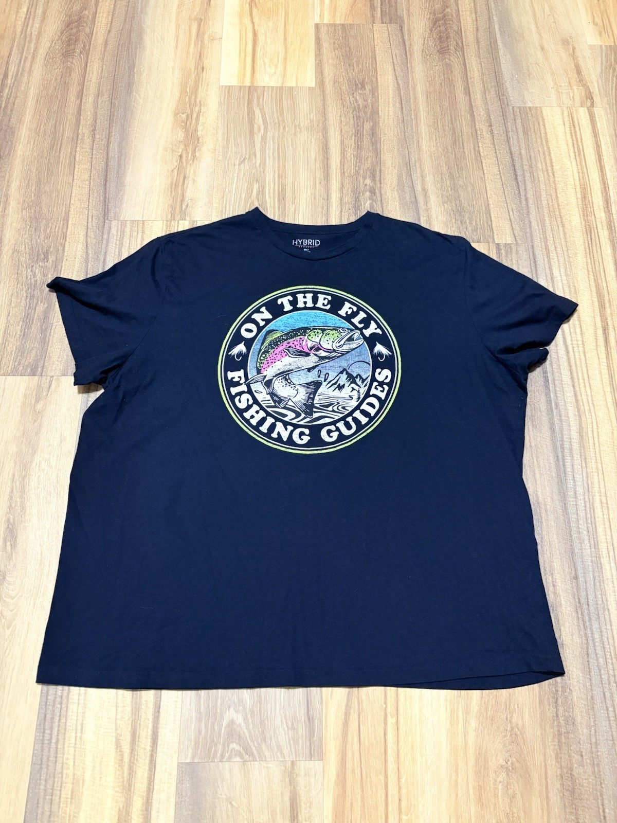 Hybrid On The Fly Fishing Guides Tee Shirt Men’s 3XLT Black