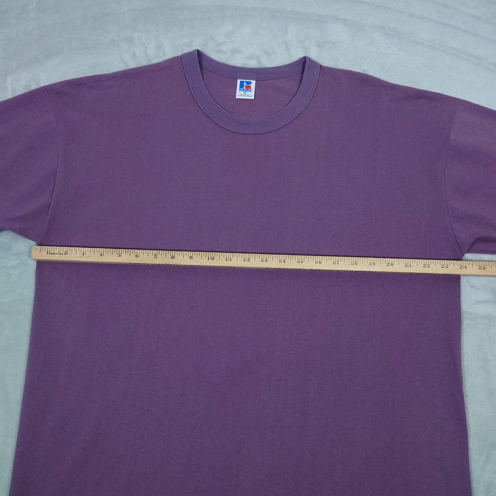 Vintage Russell Athletic T Shirt Mens XL Purple Blank Tee Made USA Crewneck 90s gallery