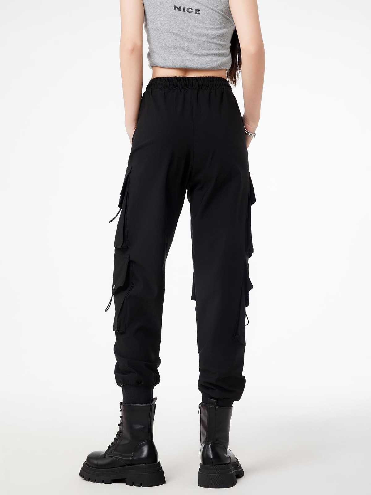 Cargo Pants Women Gothic Y2K High Waist Adjustable Pockets Drawstring Jogger gallery