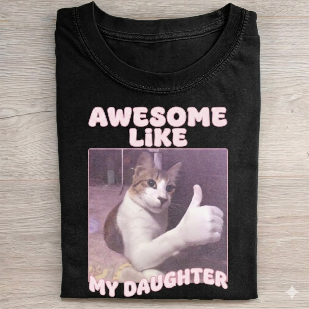 Funny Thumb Cat Dad AweSome Like My Daughter Gift For Daddy T-Shirt