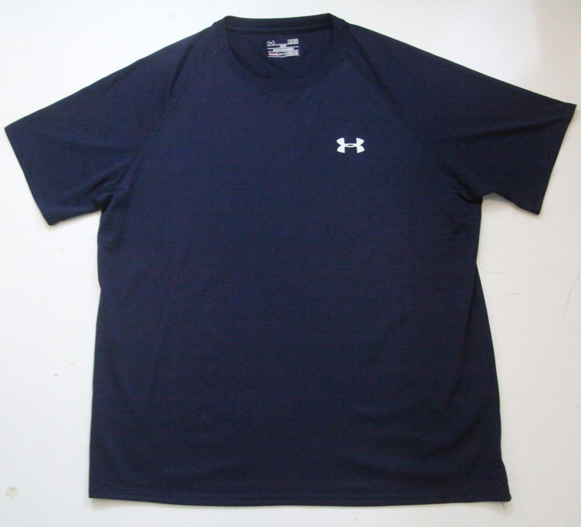 Large Under Armour Heat Gear Blue Men's Crewneck T-Shirt Short Sleeve Top WS484 gallery