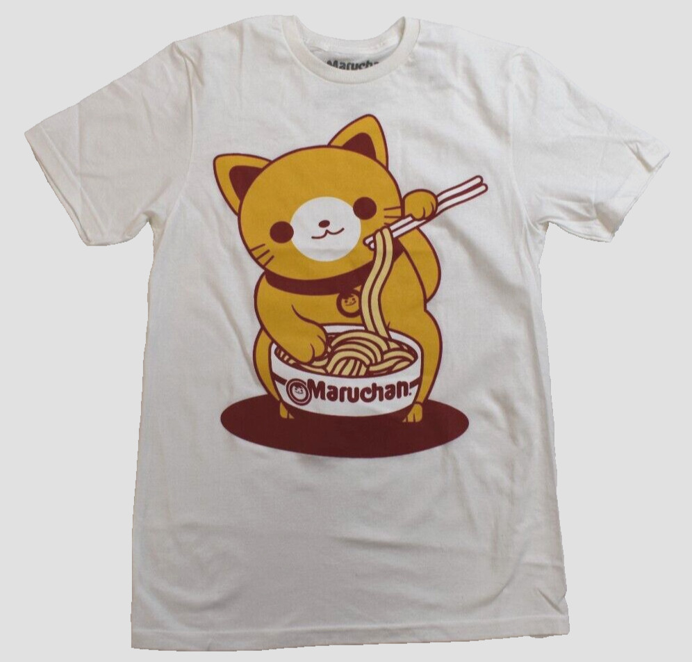 Maruchan Mens Ramen Noodle Cat Instant Lunch Graphic White Shirt NWT Medium