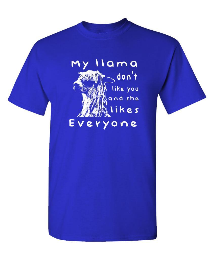 MY LLAMA DOESN'T LIKE YOU - Unisex Cotton T-Shirt Tee Shirt gallery