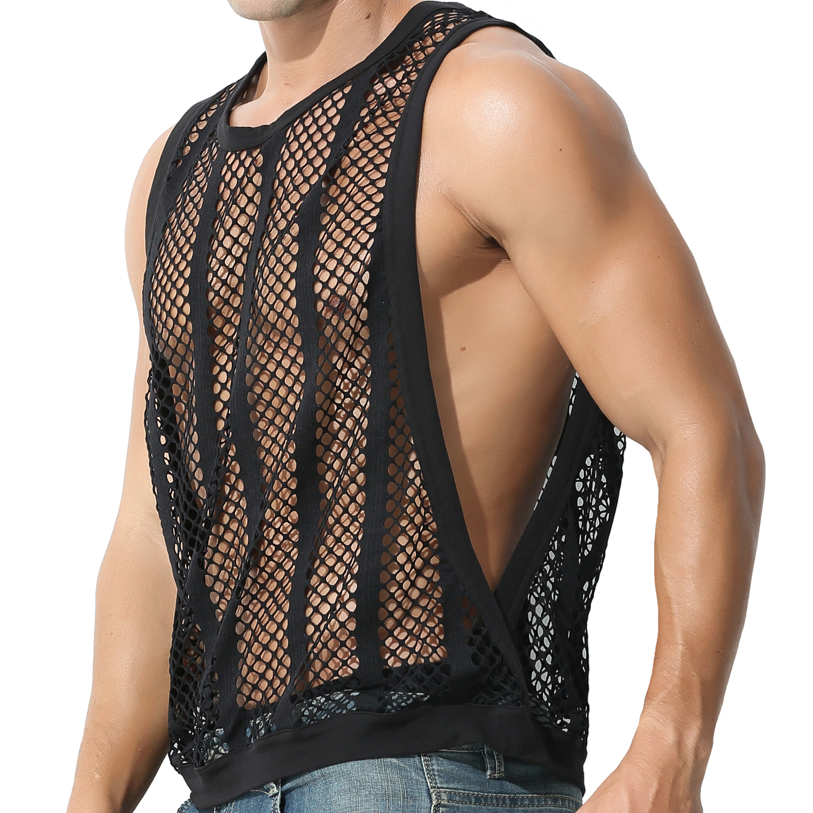 Sexy Men's Undershirt Muscle Hollow Out Tank Top T-Shirt Mesh Fishnet Sleeveless gallery