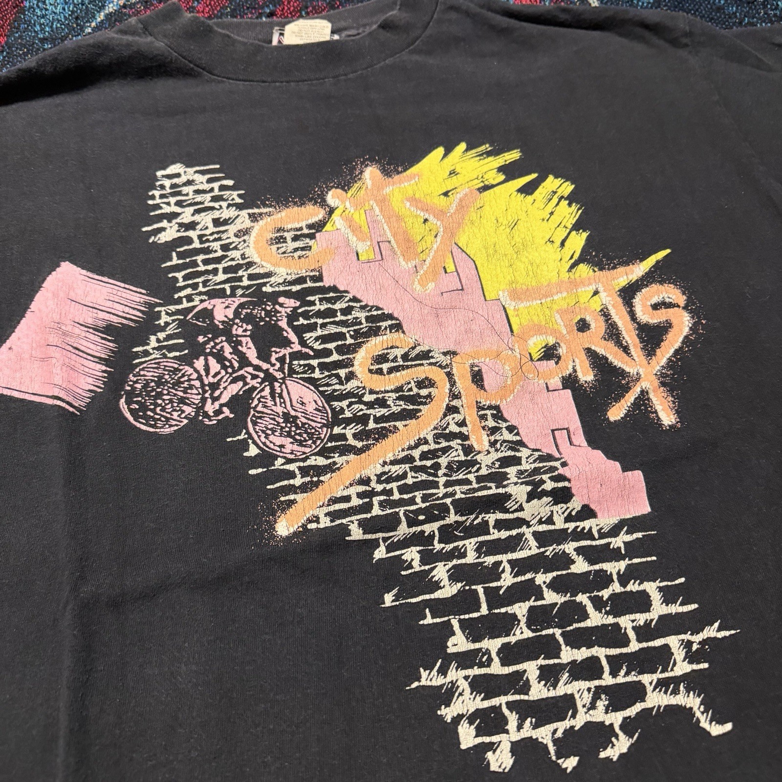 Vintage 90s Jacques Moret City Sports Bicycle Skate Shirt OSFA Mens Black Sports