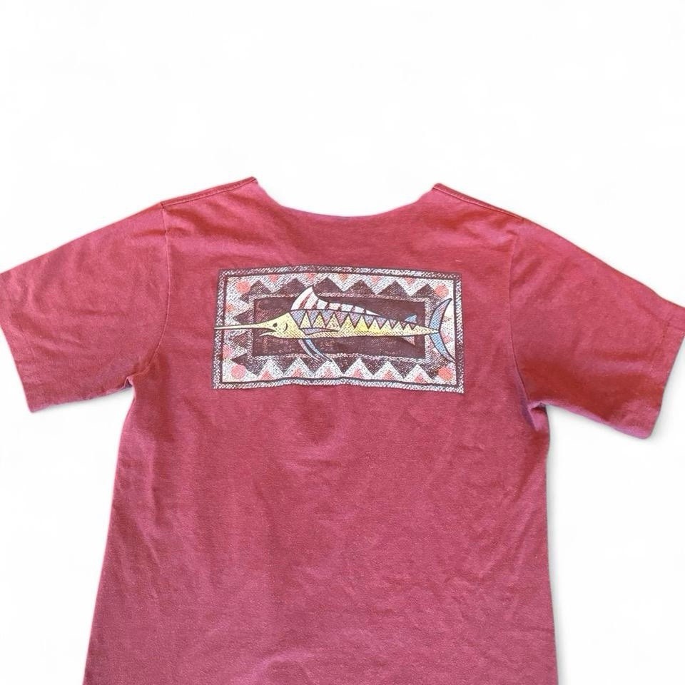 Vintage Single Stitch St. Kitts Tourist Tee Distressed Cut Collar Burgundy M gallery