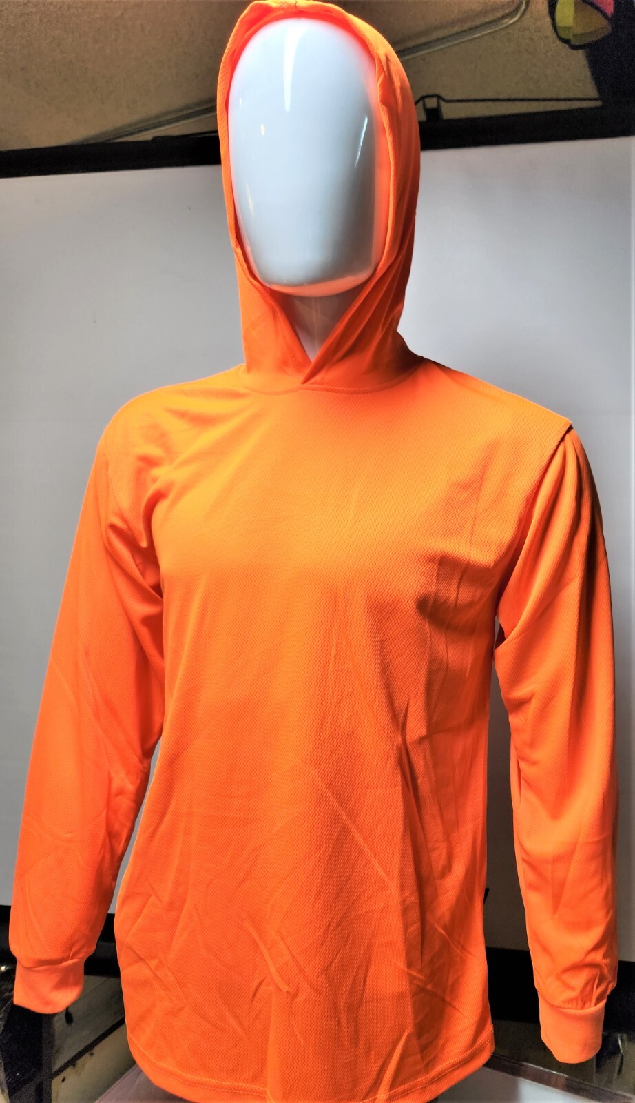 Orange Long Sleeve Safety Shirt With Hoodie, Polyester Birdeye mesh Quick Dry gallery