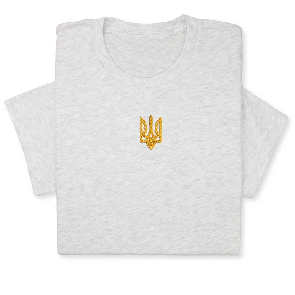 Custom Embroidered Ukrainian Coat of Arms T-Shirt Patriotic Ukraine Emblem Tee