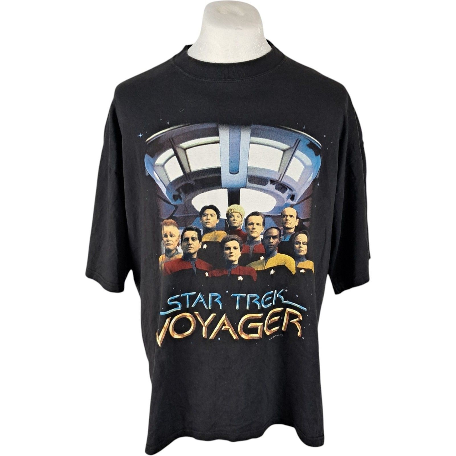 Star Trek T Shirt Vintage Extra Large Men's Black Cotton Voyager 1995 gallery