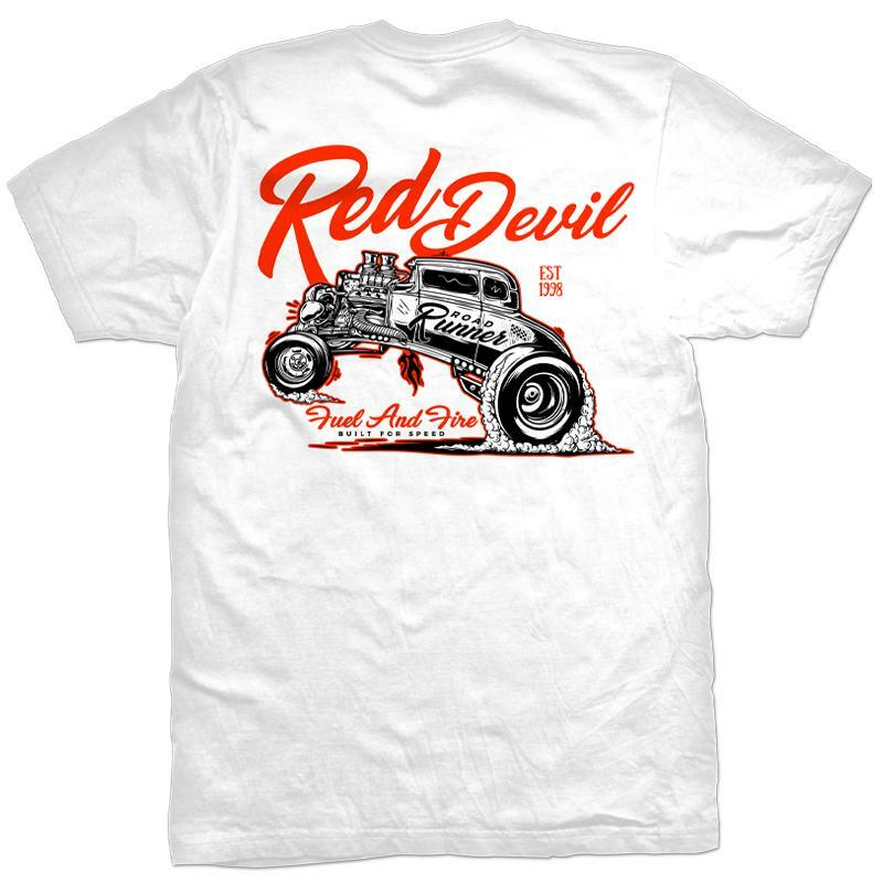 NEW Red Devil Clothing ROAD RUNNER WHITE Tee Shirt SMALL-5XLARGE #MPT-226-FB-WHI gallery
