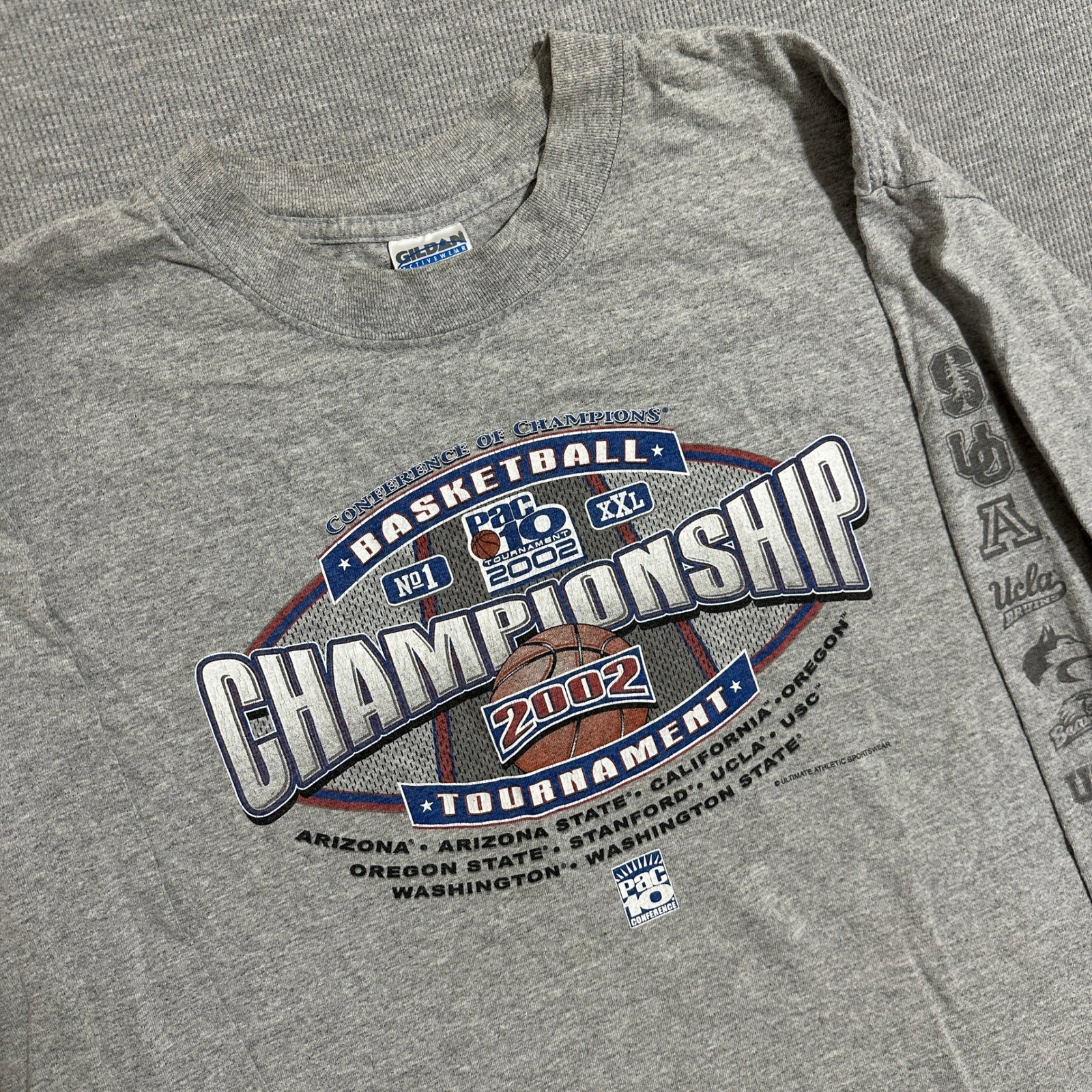 Vintage 2002 Pac-10 Basketball Championship Tournament Gray Long Sleeve Shirt L gallery