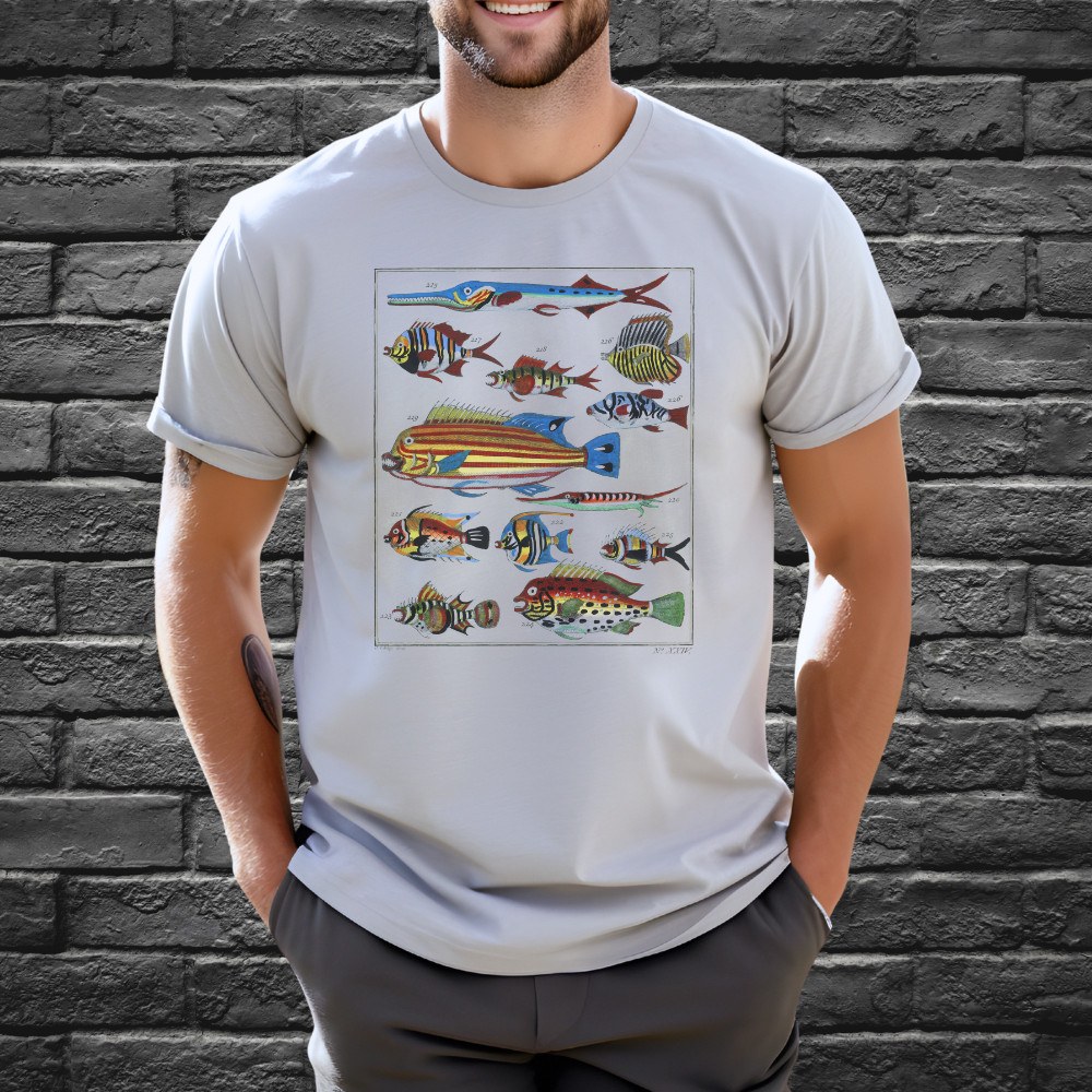 Tropical Fish Shirt Ocean Species Artwork Tshirt Cotton Crewneck Gray gallery