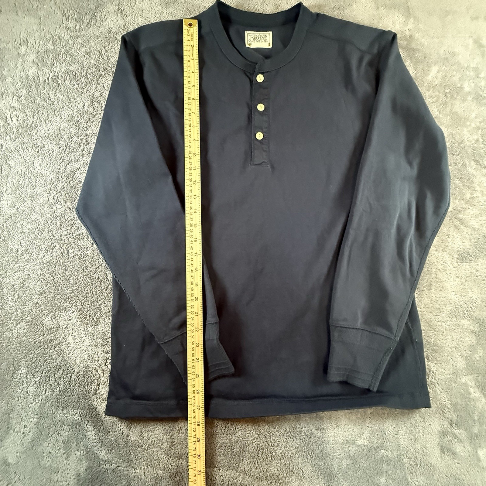 The Bronson MFG. Co. Men's Long Sleeve Henley Cotton Knit T-Shirt Blue XXL gallery