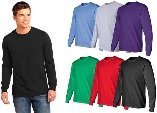 BILLIONHATS Mens Long Sleeve Colorful T-Shirts , Crew Neck Bulk Tees for Men gallery