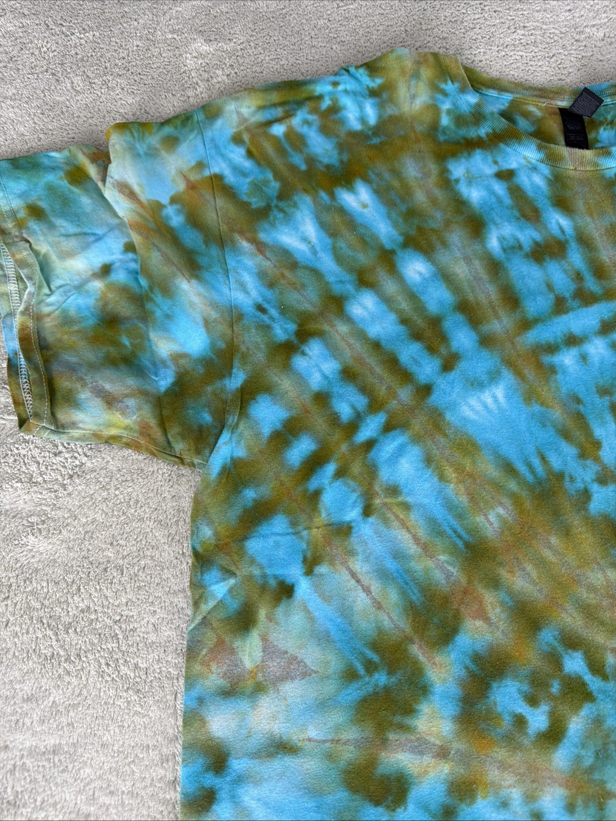 NEW Gildan Men’s Blue Green Brown Spiral Ice Tie Dye Short Sleeve Shirt 2XL XXL gallery