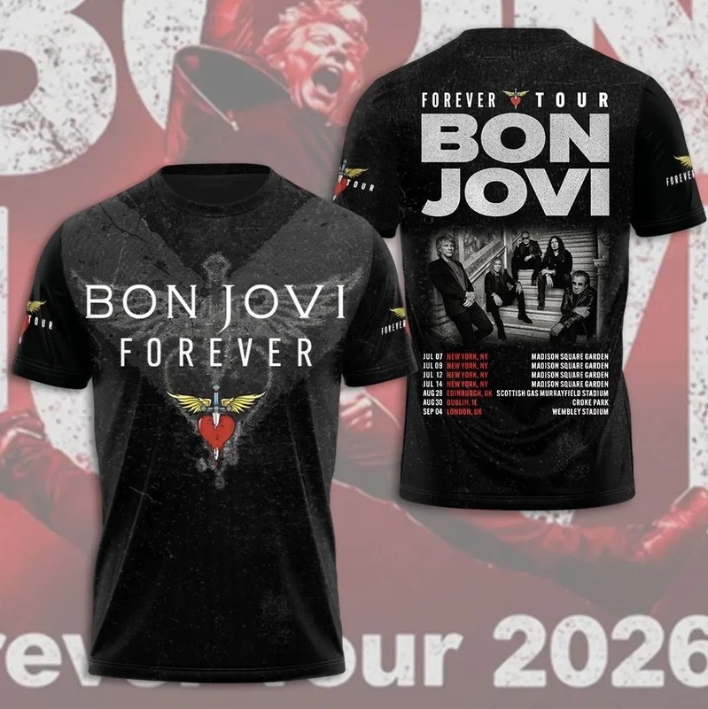 Bon Jovi Forever Tour 2026 AOP T-Shirt Gift For Fans S-5XL PP2690