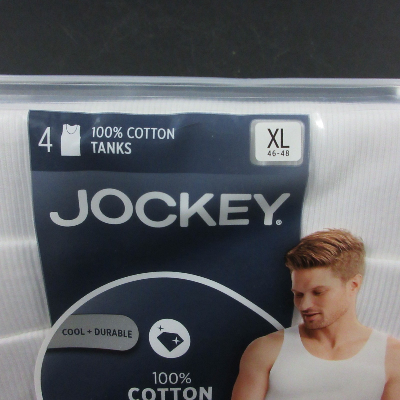 New Jockey 4 Pack Men's Stay Cool Cotton Tanks Size Extra Large XL White gallery