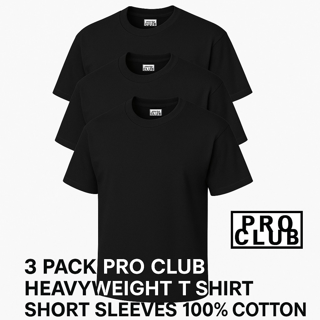 3 PACK PRO CLUB MENS PLAIN SHORT SLEEVE T SHIRT HEAVYWEIGHT COTTON gallery