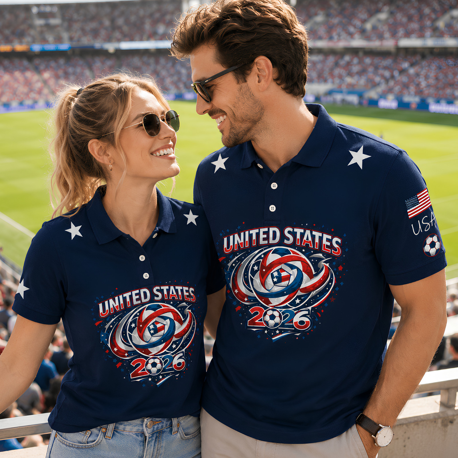 USA Soccer Golf Shirt Men Patriotic American Flag Soccer 2026 Fan Polo (S-5XL) gallery