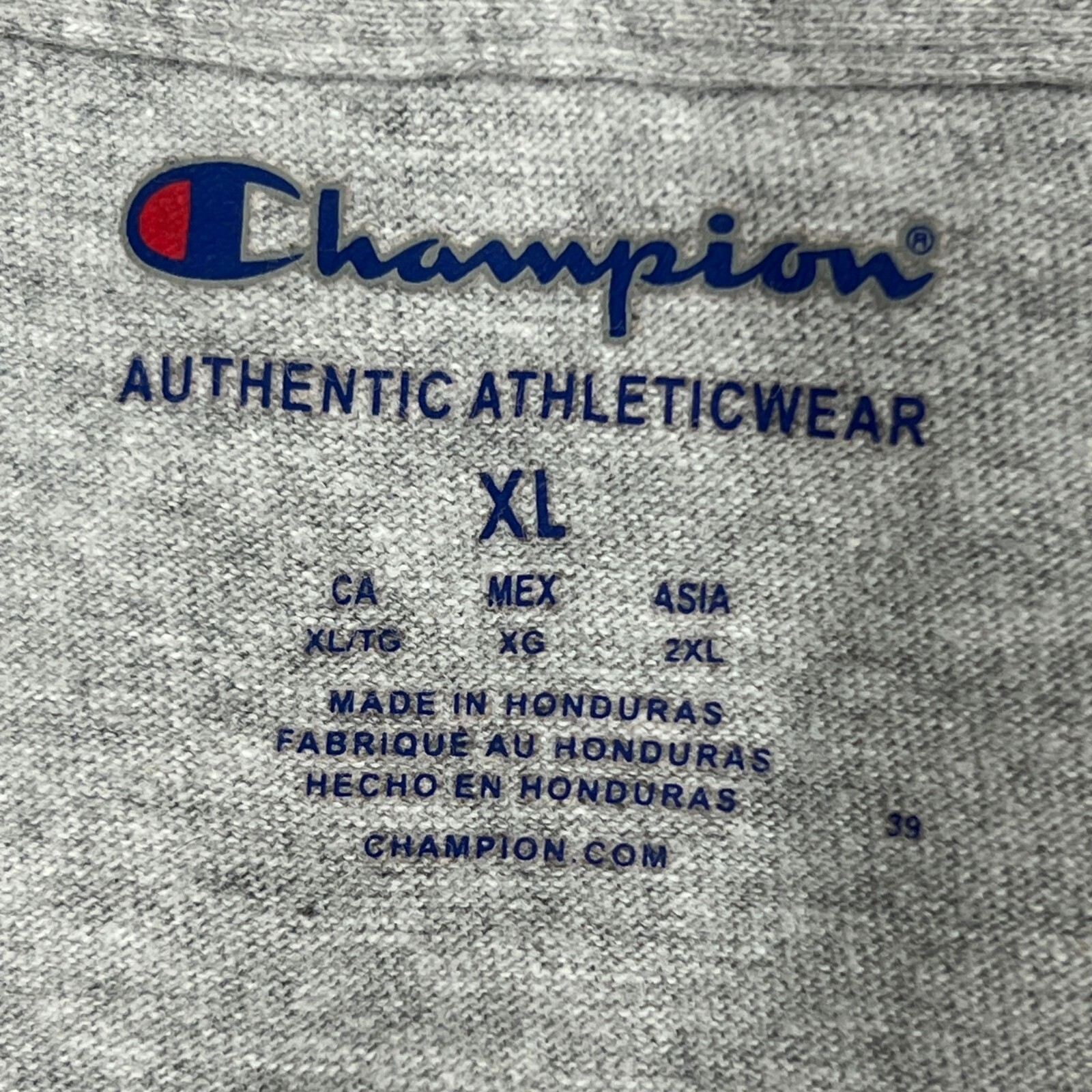 Champion Authentic Athleticwear T-Shirt Mens XL Grey Spellout Logo Pullover Top gallery