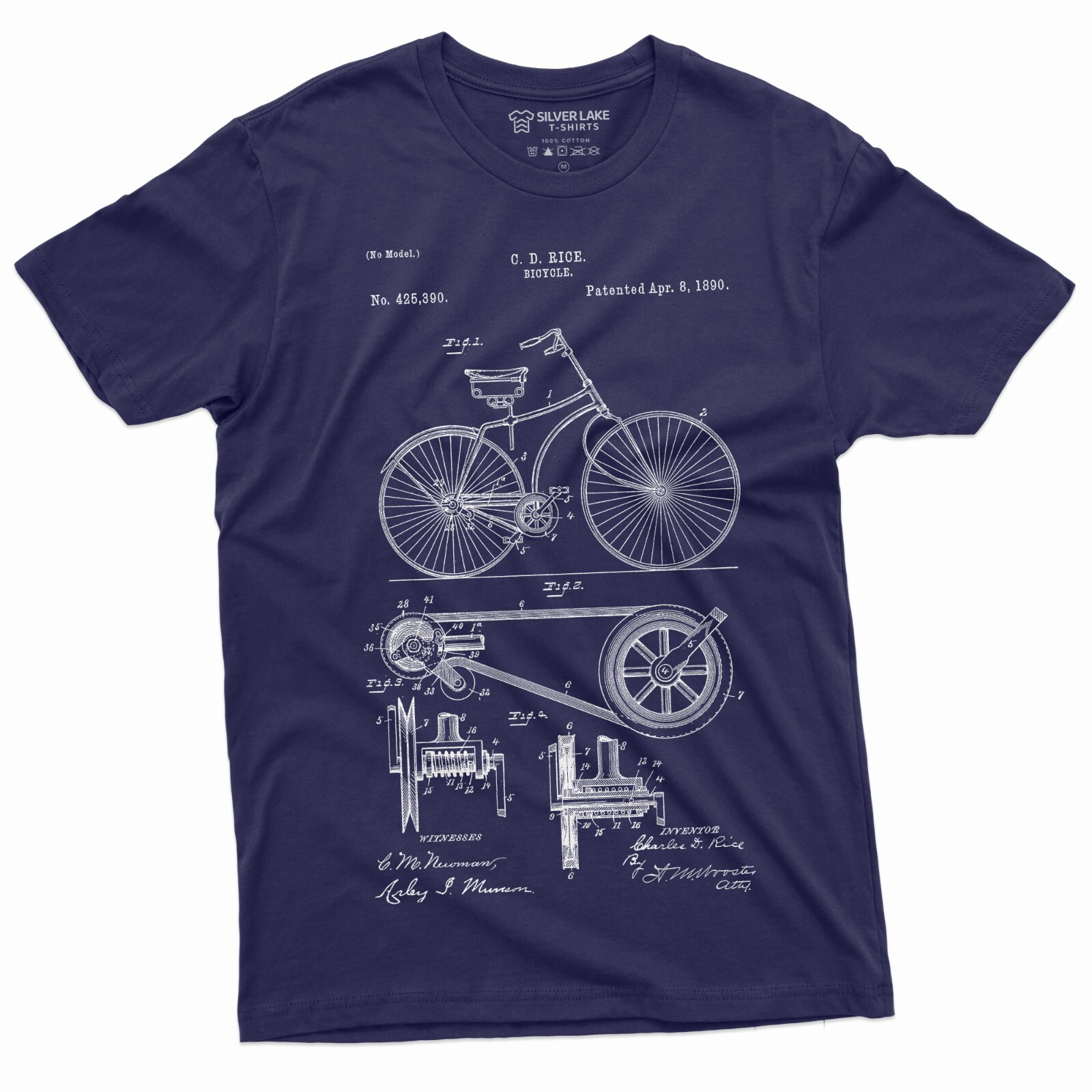 Mens Bicycle Patent 1860 T-shirt Bike History Tee shirt Riding Rider Gift Tee gallery