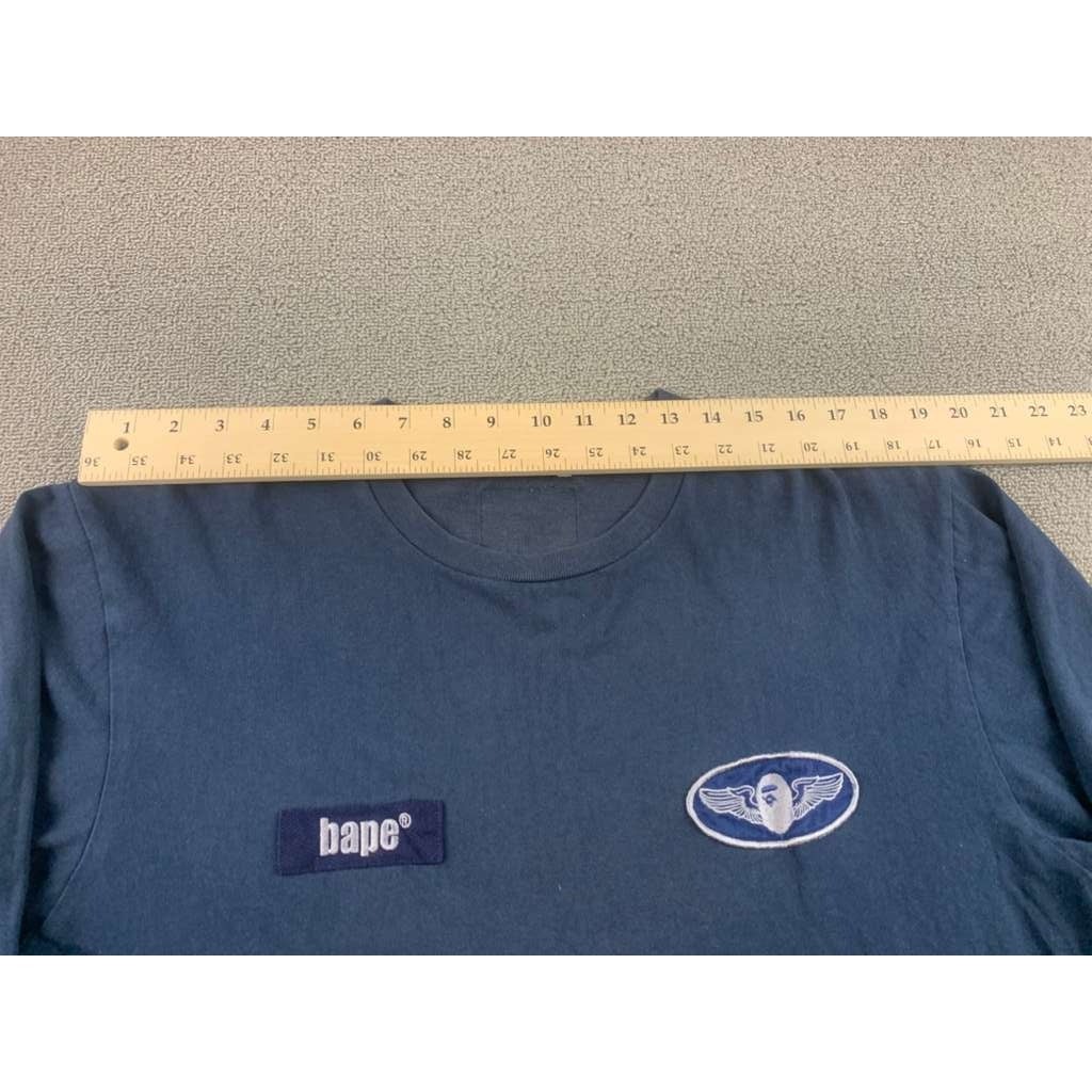 A Bathing Ape Long Sleeve T Shirt Men XL Navy Chest Logo Patch Tag Streetwear gallery
