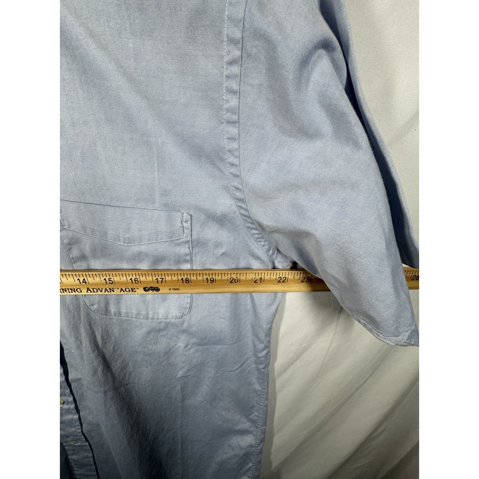 Stafford Mens Dress Shirt 17 Blue Short Sleeve Wrinkle Free Broadcloth Work gallery