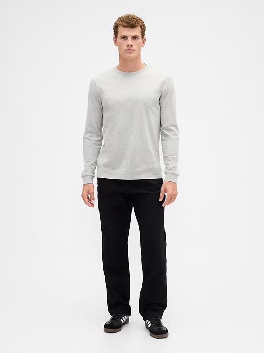 Gap Everyday Soft Long Sleeve Shirt Mens Medium Gray Crew Cotton Solid $30 MSRP gallery