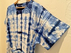 Unisex Handcrafted Indigo Vertical Design Tie Dye Round-Neck Casual Soft T-shirt