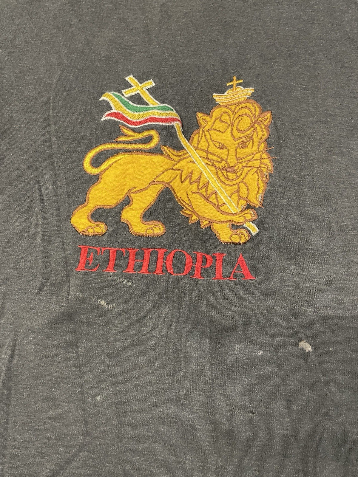 Vintage Ethiopia T Shirt Black Size Medium Lion Of Judah Faded gallery
