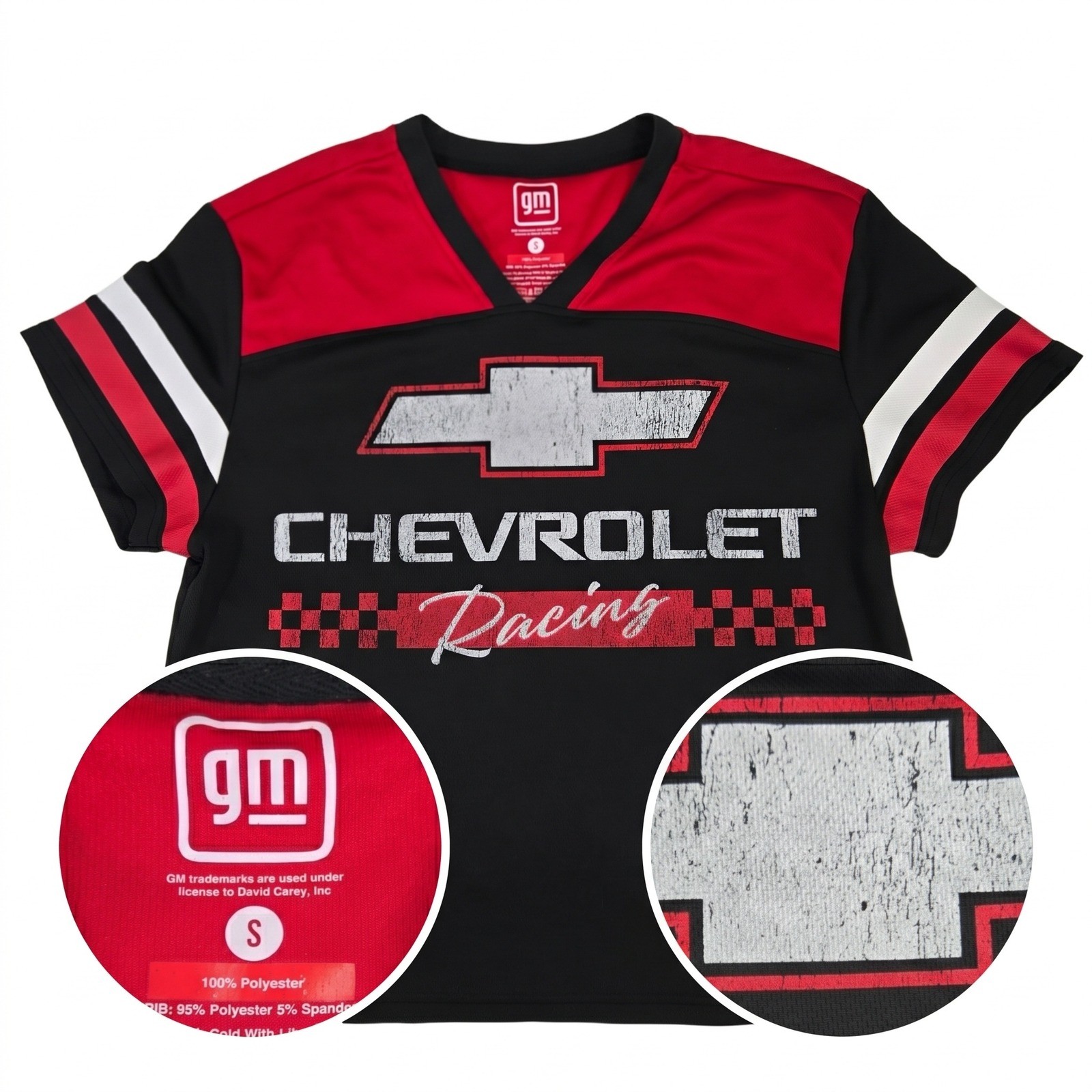 Chevy Chevrolet Racing Jersey Shirt S Small Black Red David Carey Mesh V Neck gallery